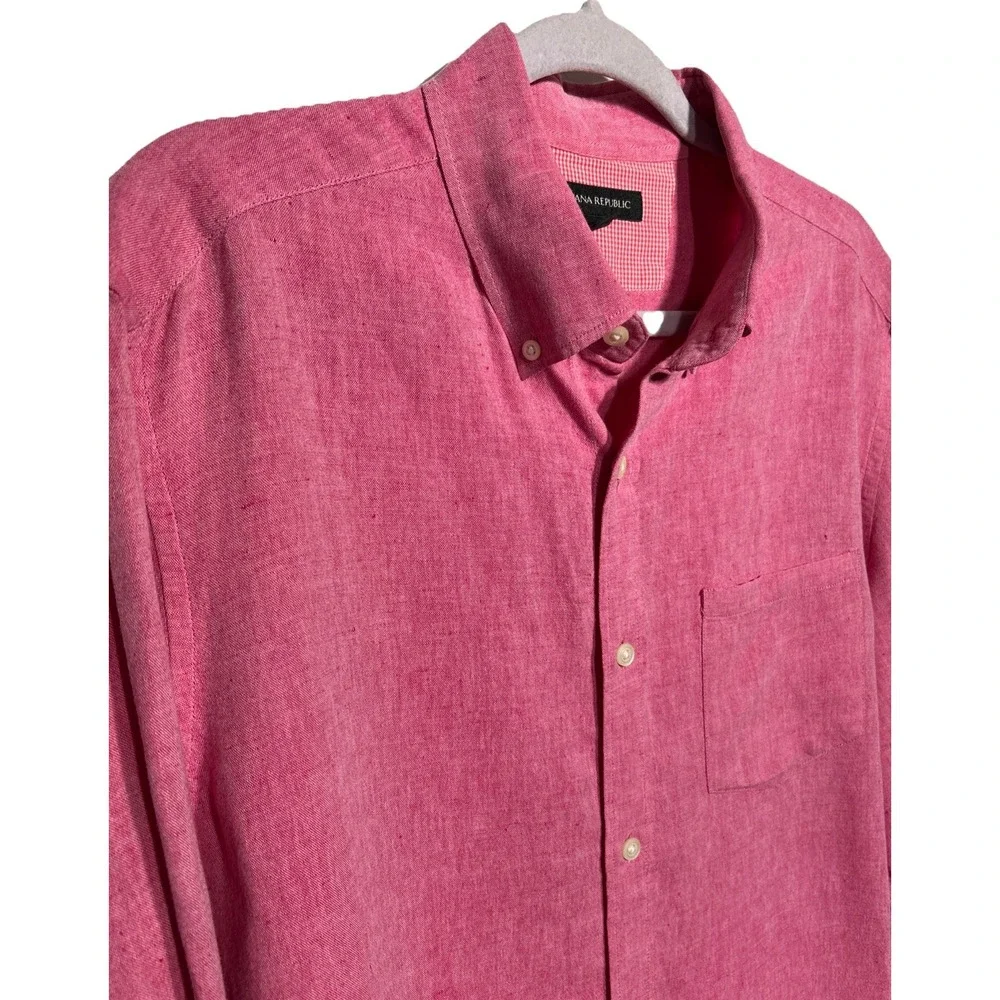 Banana Republic Linen Button Down Shirt Men's Size Large Summer‎ EUC
